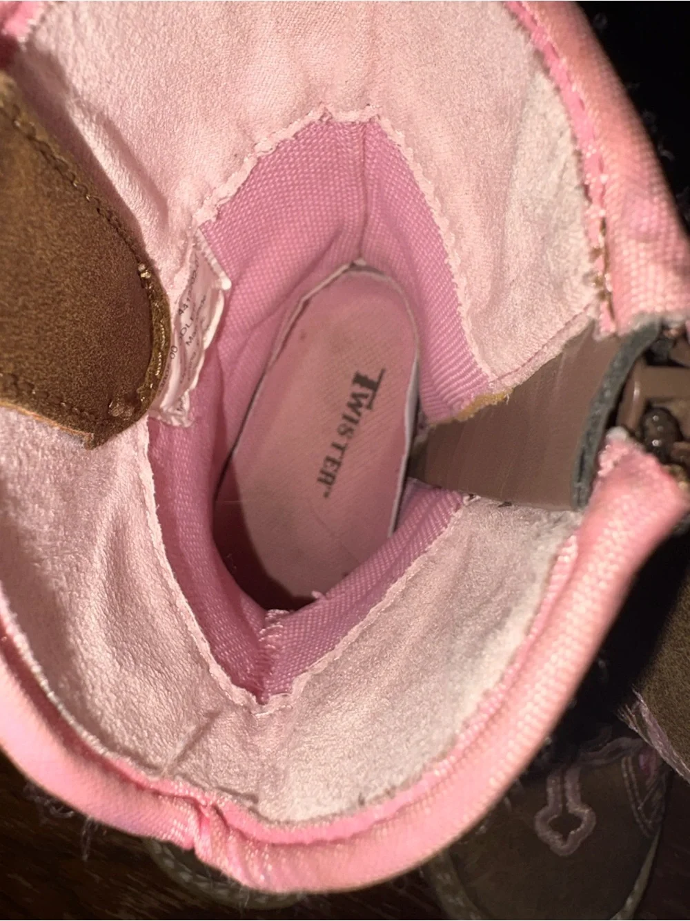 Brown toddler Western Boots with Pink Embroidered Crosses